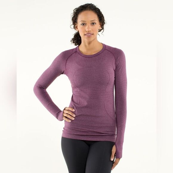lululemon athletica Tops - NWOT Lululemon Run Swiftly Tech Long Sleeve Heathered Plum Sz 6 RARE Shirt